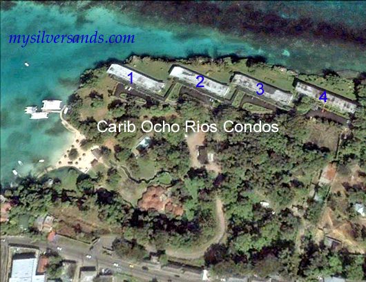carib ocho rios condos and beach by google earth view