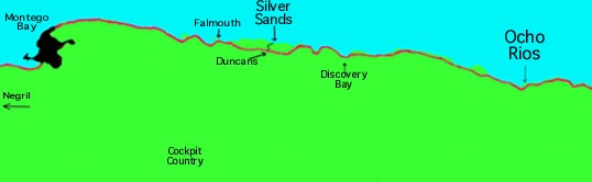 Silver sand location map, Jamaica
