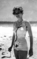 pam rimmer on silver sands beach in 1955