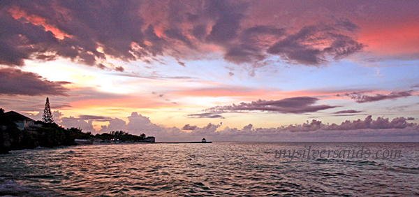 silver sands jamaica at sunset