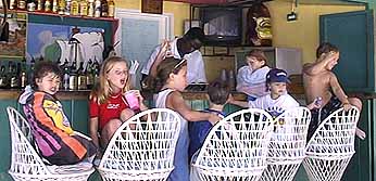 Kids at the beach bar