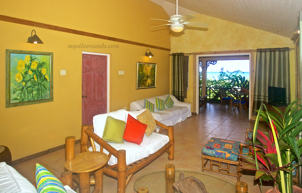 living room at baywatch villa jamaica