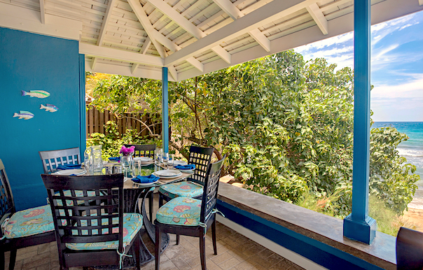 dining on the verandah with a sea view