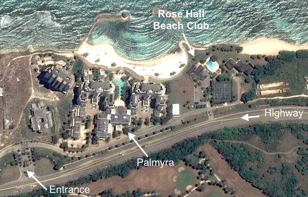 google earth view of rose hall beach club and palmyra