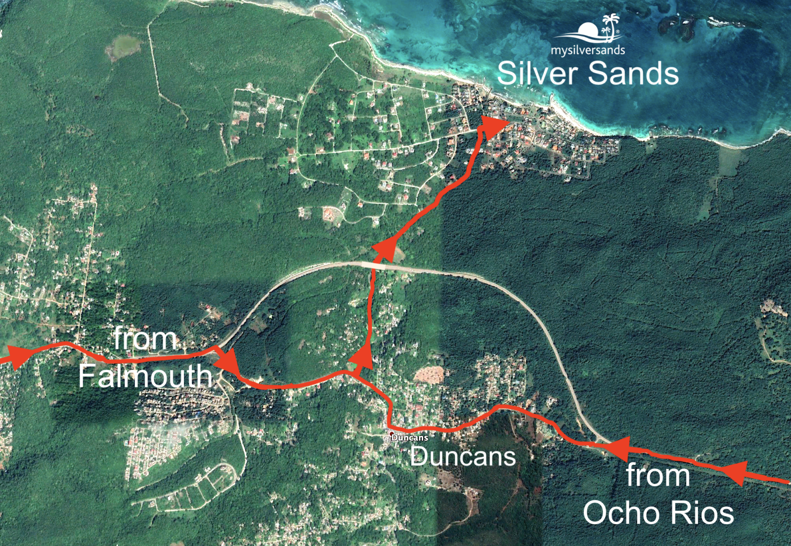 Map showing location of Silver Sands