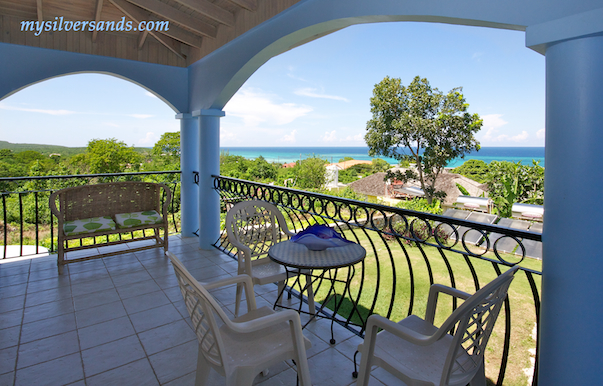 balcony off bedroom 5 of blue moon villa in silvwer sands jamaica