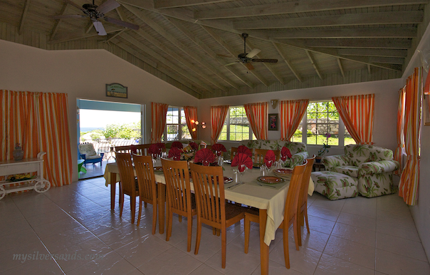 dining and living room at blue moon villa silversands jamaica