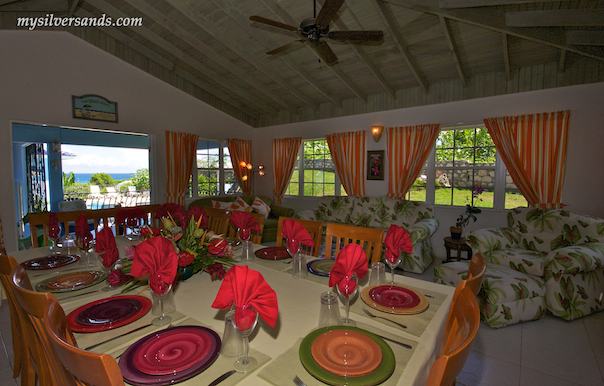 dining table at blue moon villa silver sands jamaica