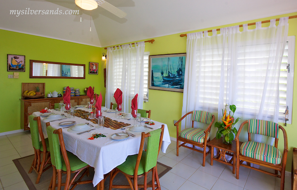 dining room at blue vista villa silver sands jamaica