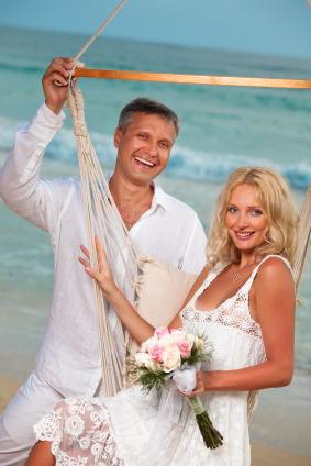 mature couple relaxing on beach destination wedding