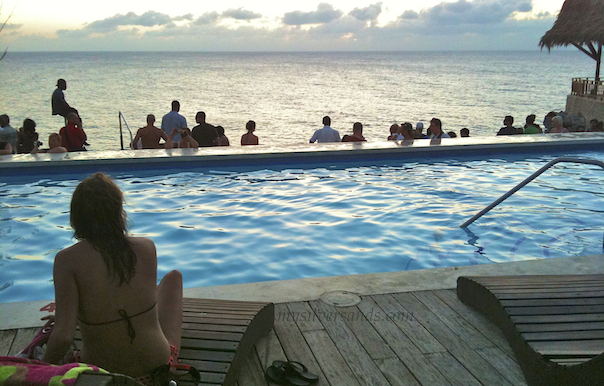 pool and sunset sea view at rick's cafe' negril jamaica