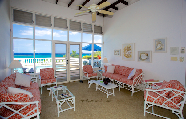 living room and sea view at oh boy villa in silver sands jamaica