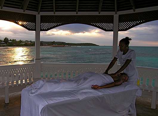 spa massage on gazebo at silver sands villas jamaica