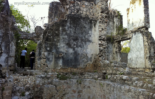 close-up of the stone walls at ruined stewart caslte near silver sands jamaica