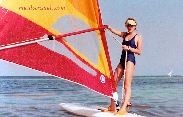 starting off windsurfing in jamaica on vacation