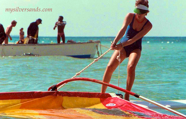 uphauling a windsurfer in jamaica
