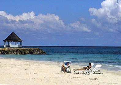 Lounging on silver sand beach