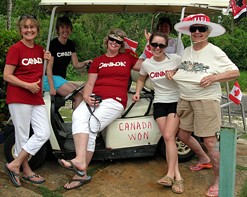 noreen carisse party with hang time golf cart