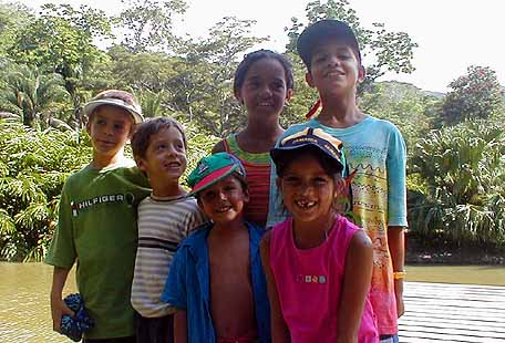 the children at fish pond