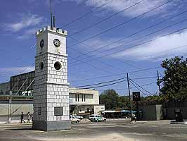 duncan's clock tower in the center of town