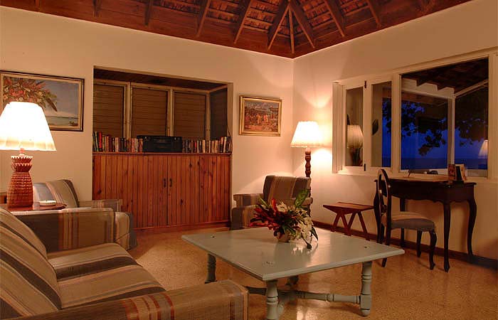 living room at dusk
