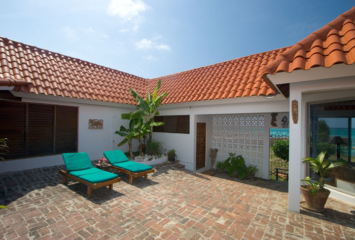 courtyard at roots cottage