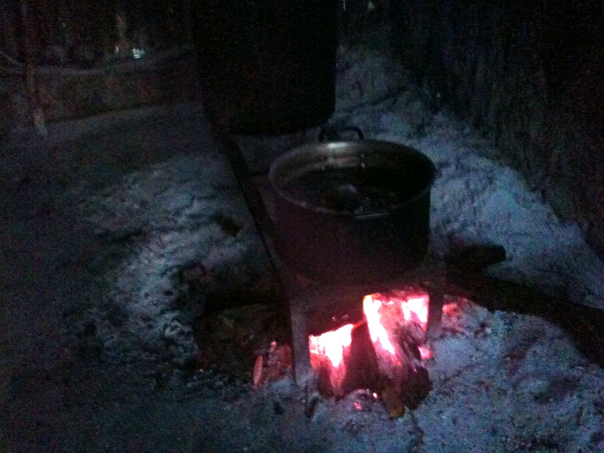 soup pot on wood fire at big flag jerk centre near flamouth jamaica
