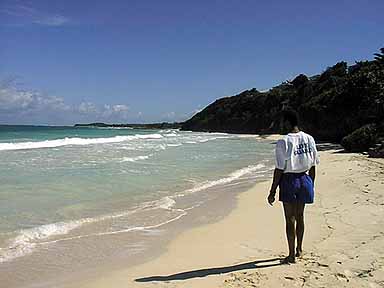 Silver sand beach facing east