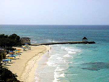 View of the silver sand beach