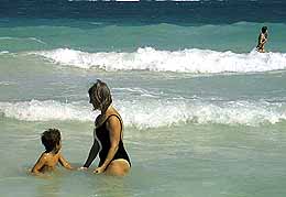 pete, chris and ceri in the surf