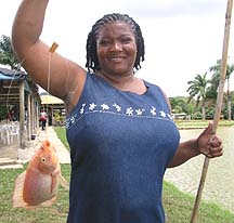 merlene with fish from pond