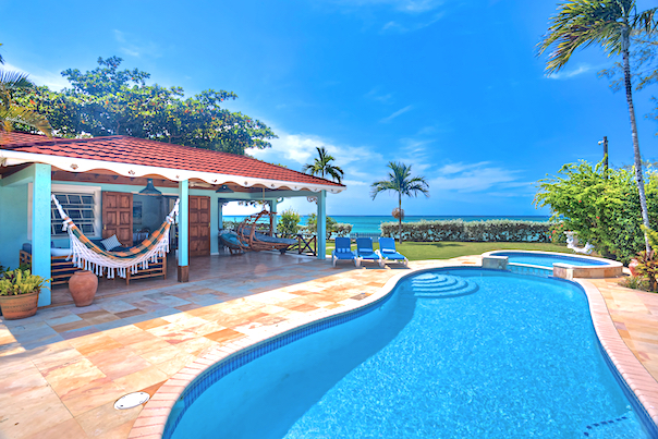 pool, deck and villa