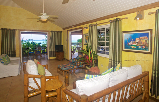 living room with sea view