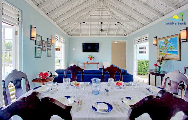 dining table and living room