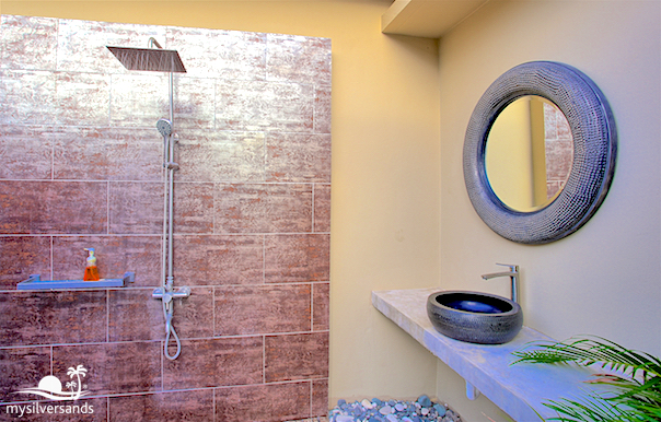 shower and wash basin, poolside