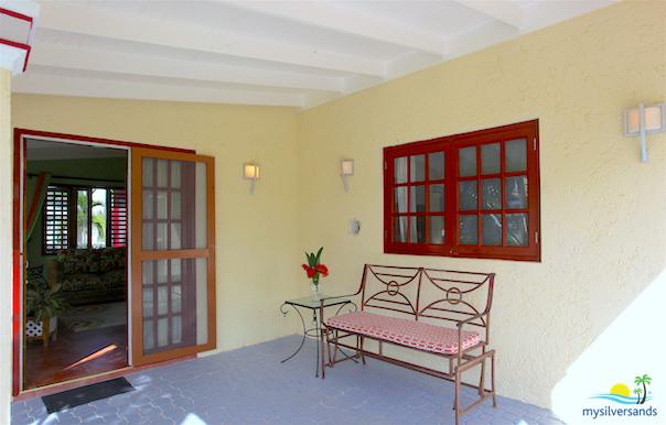 porch at entrance to villa