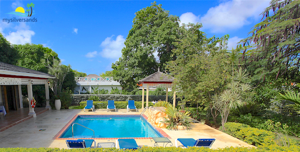 pool, villa and gazebo