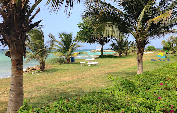 view of the seaside to the gazebo