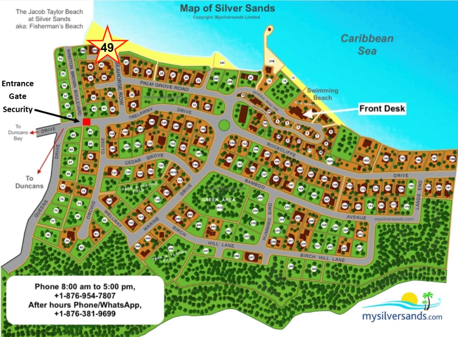 map showing where endless summer is located in silver sands jamaica