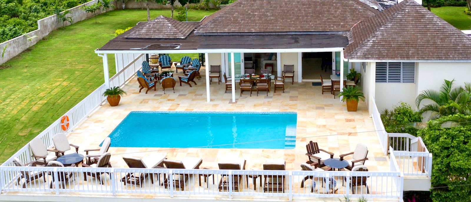 aerial view of honeycomb with pool