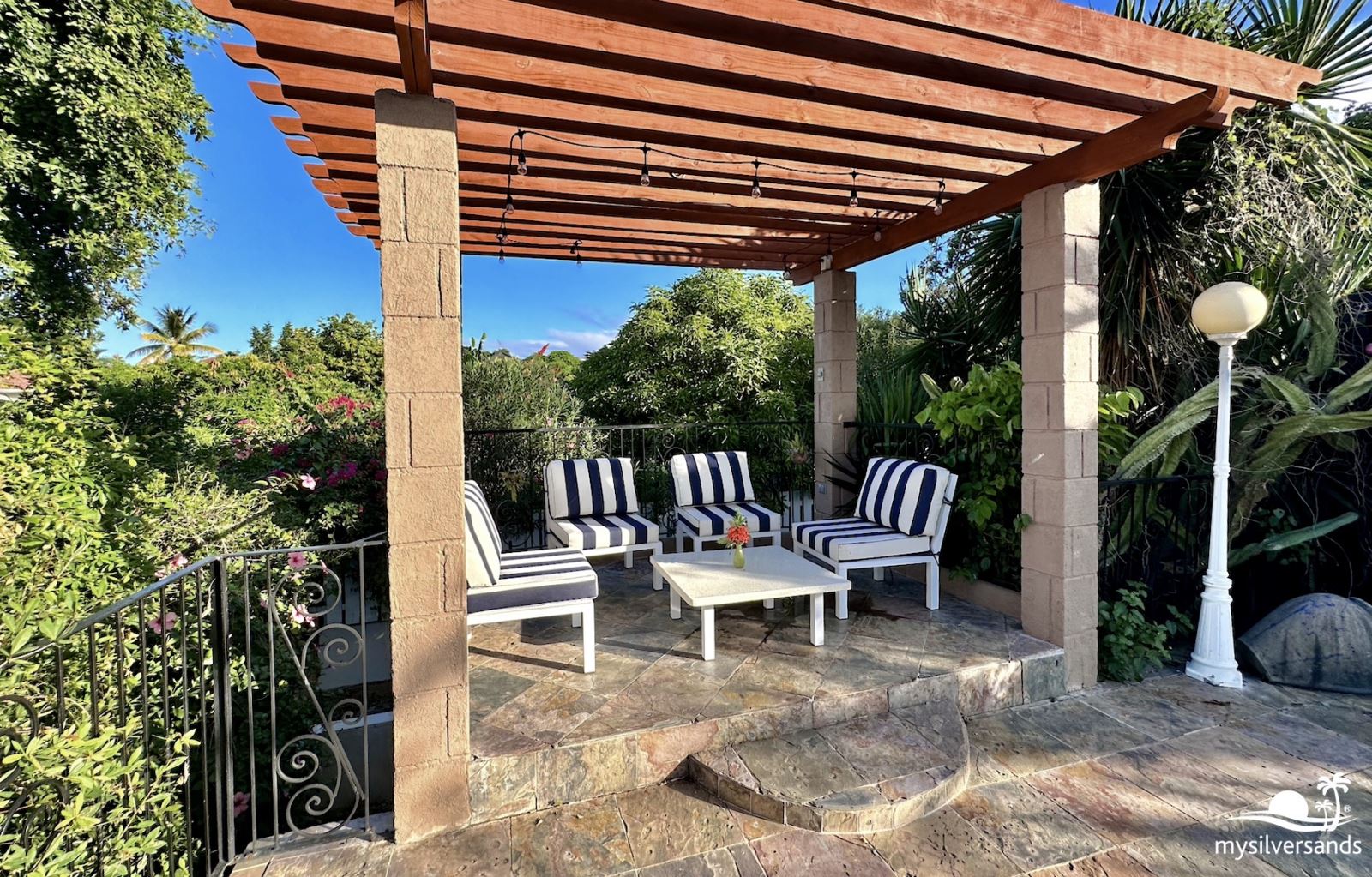 Poolside Pergola, a relaxing spot any time of day or night