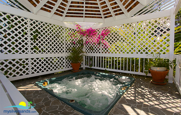 hot tub in private gazebo