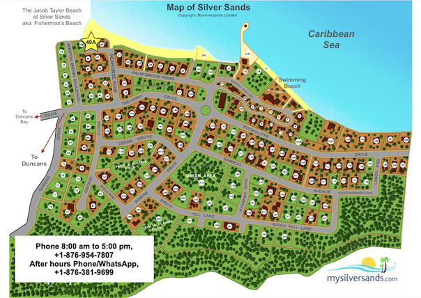 Location of Roots Cottage in Silver Sands Jamaica