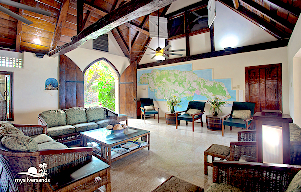 living room with garden view