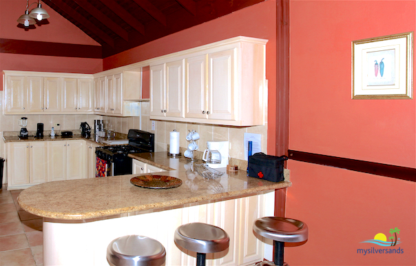 breakfast bar in kitchen