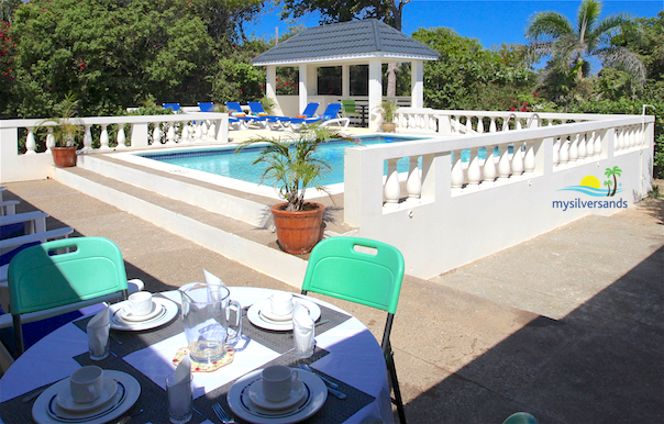 small breakfast table poolside