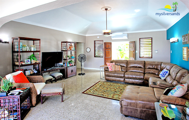 living room with television