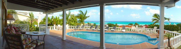 verandah and pool with sea view at tu mac villa