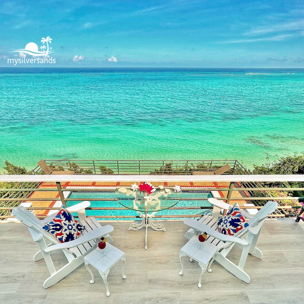 balcony and pool and sea view 