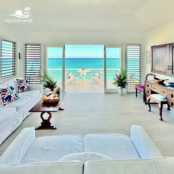 living room with sea view